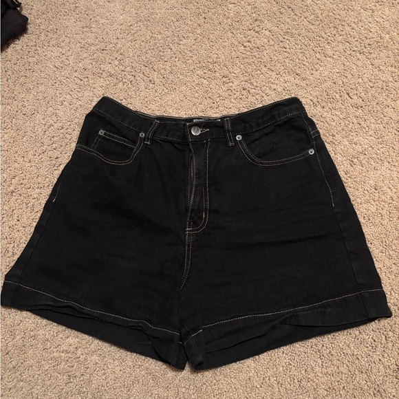 Women's Black Denim Shorts - Picture 1 of 3